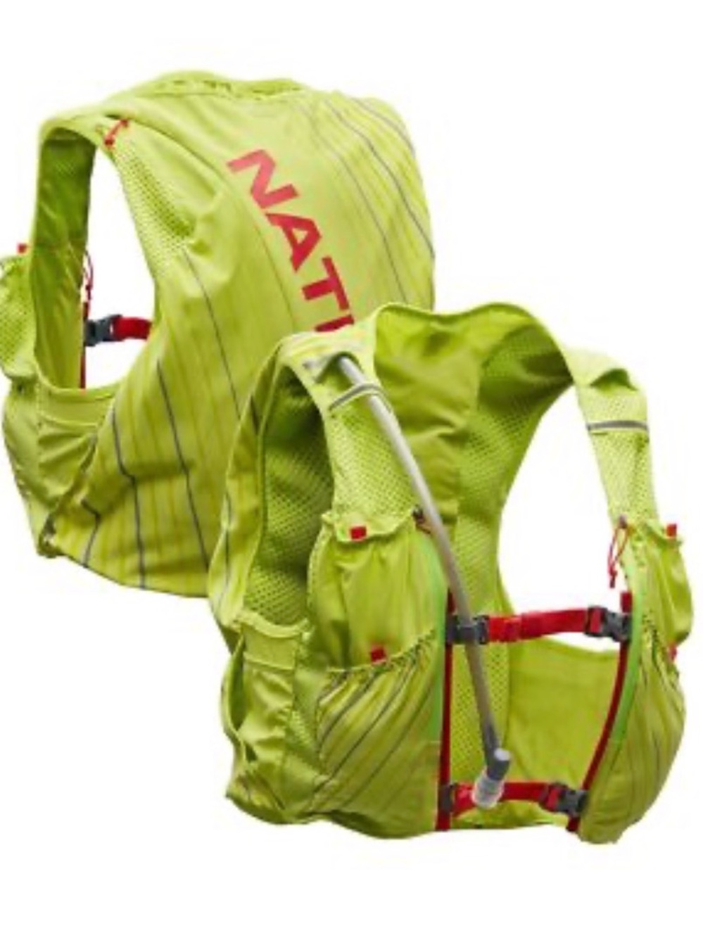 Nathan Lime Hydration Pack with Red Accents for runner or hikers
